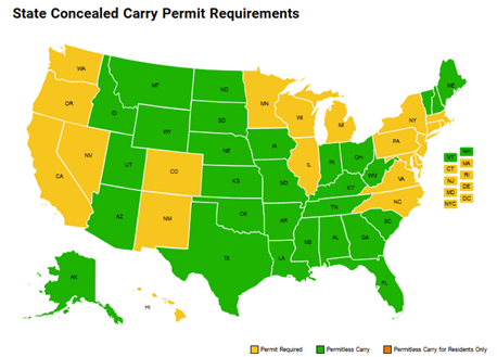 State Concealed Carry Permit Requirements Map